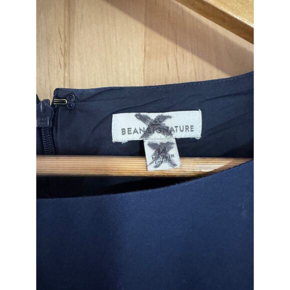 L.L. Bean Signature | Navy Belted Duck Print Cotton Tank Dress | Size 14 - Picture 9 of 14